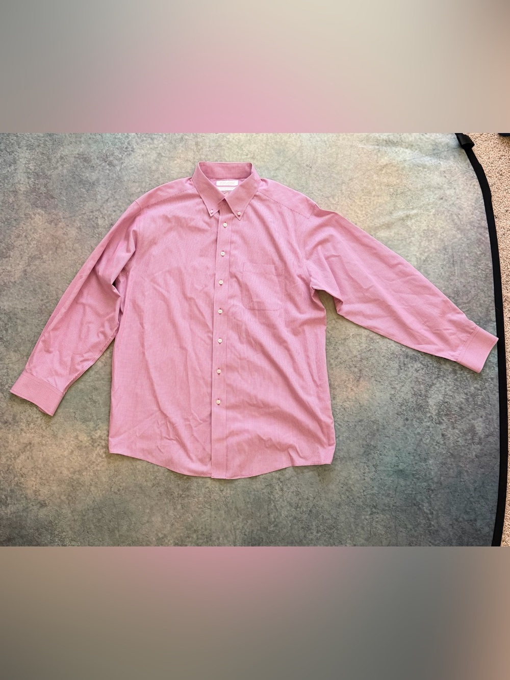 Roundtree & Yorke Gold Label Pink Gingham Button-Down Dress Shirt